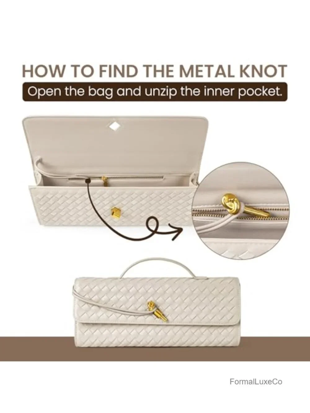 Woven Faux Leather Evening Clutch Crossbody Bag with Adjustable Strap